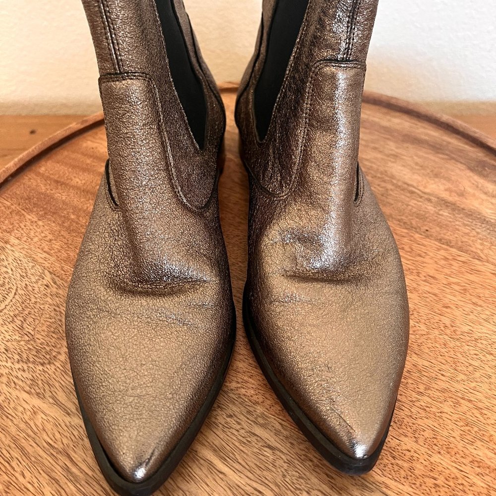 Barney's New York Leather Metallic Booties - Chelsea - Size 5.5